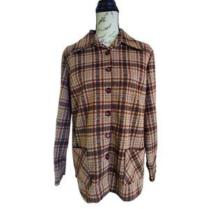VTG VOGUEMONT Women's Plaid Button Front Polyester Shirt Jacket Size 18